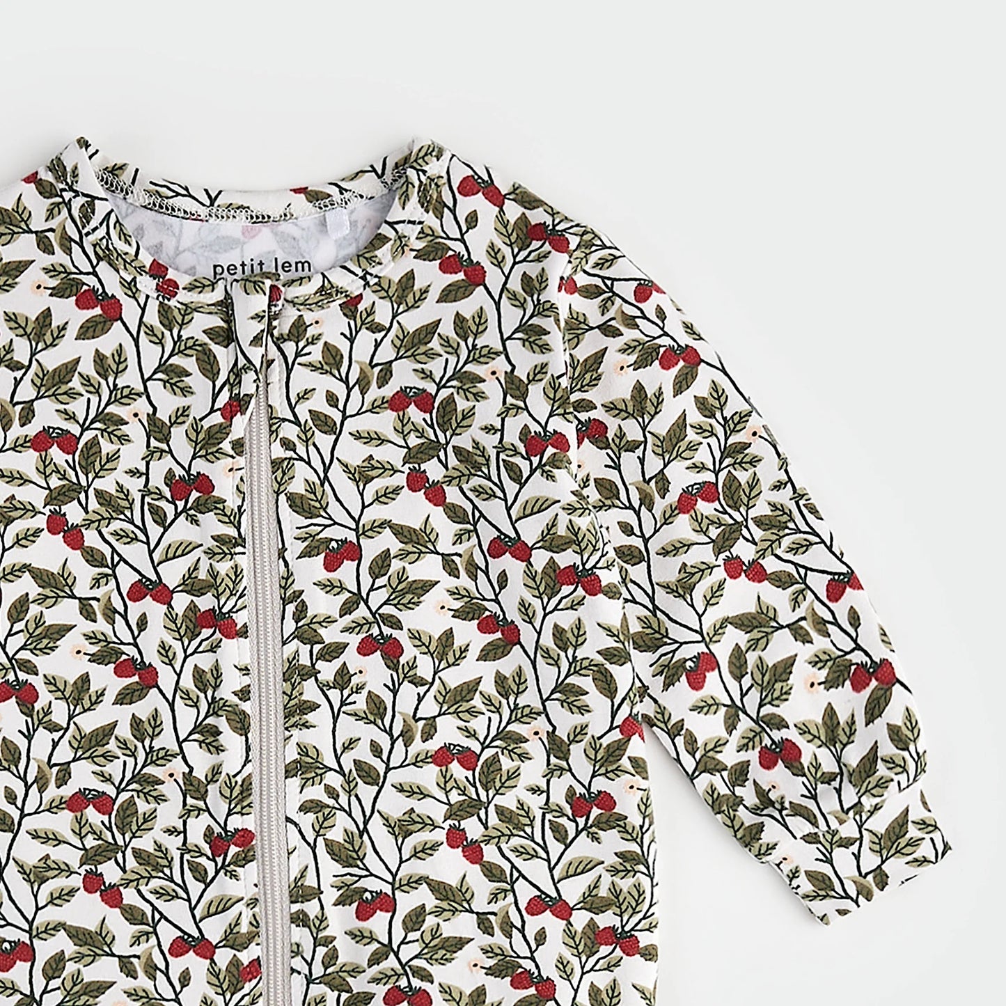 Raspberry Bush Print Jersey Sleeper | Petit Lem