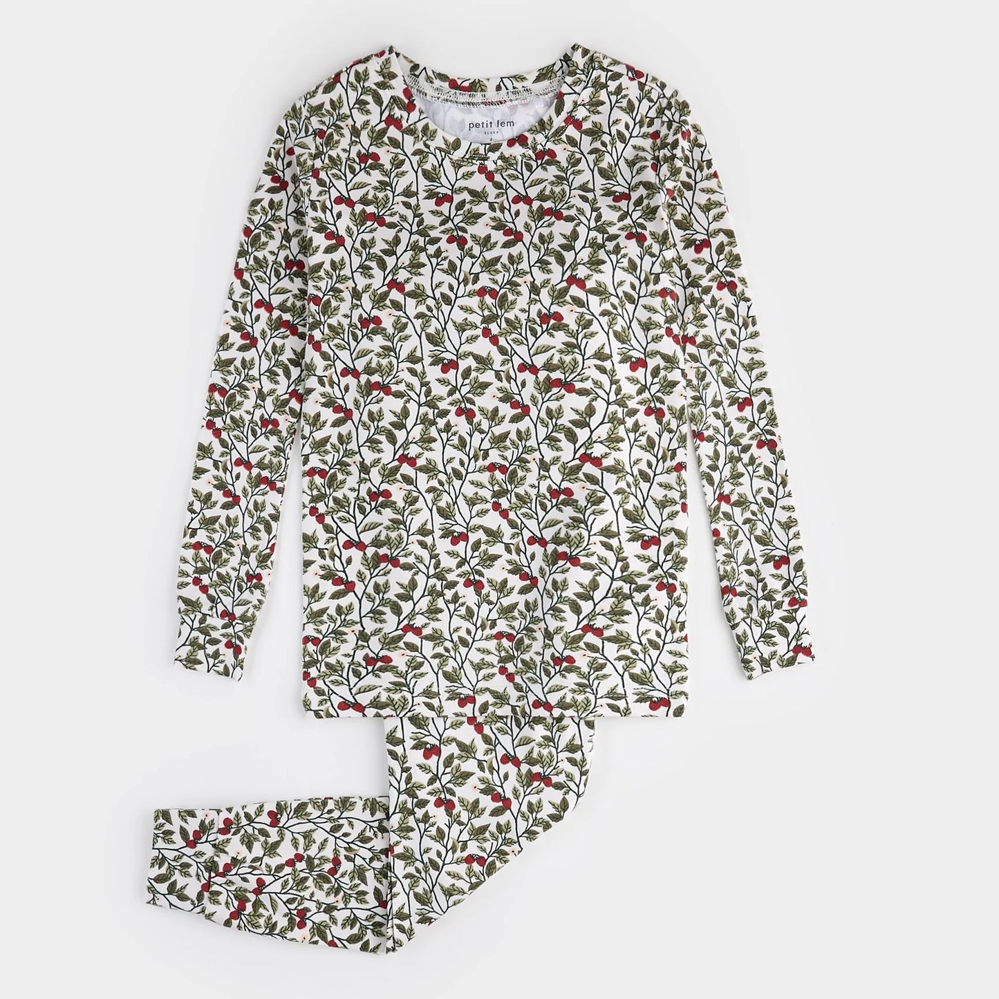 Raspberry Bush Print Jersey PJ Set | Petit Lem