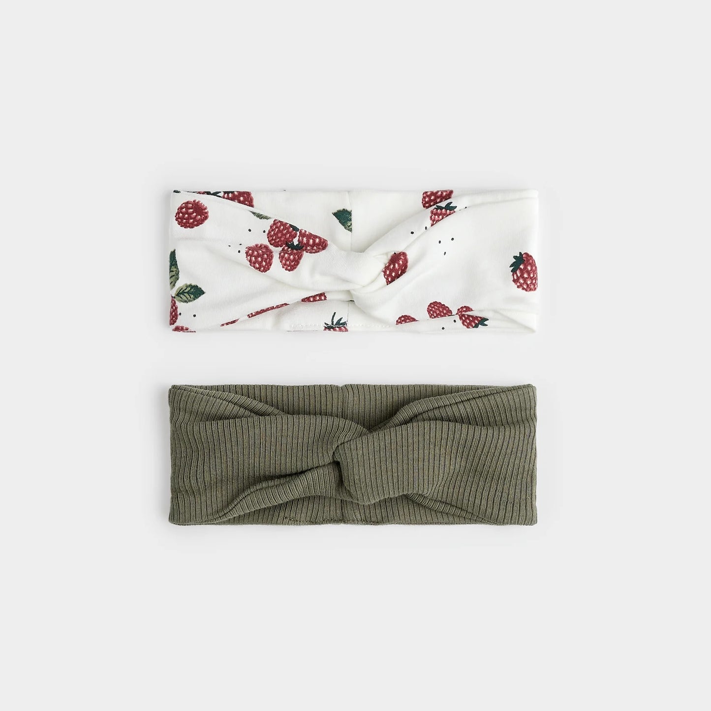 Farm Green and Raspberry Print Headbands | Petit Lem