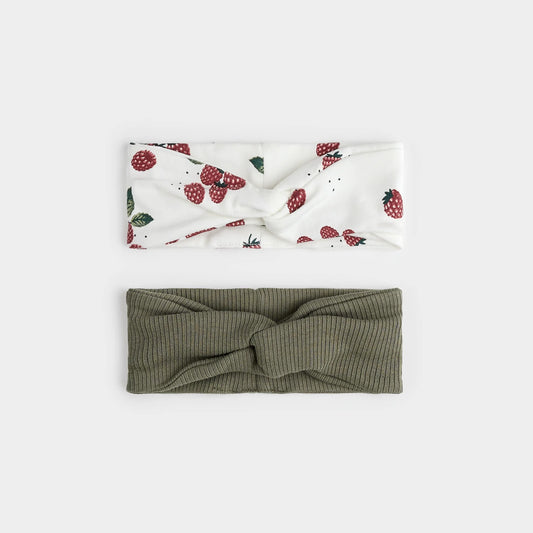 Farm Green and Raspberry Print Headbands | Petit Lem