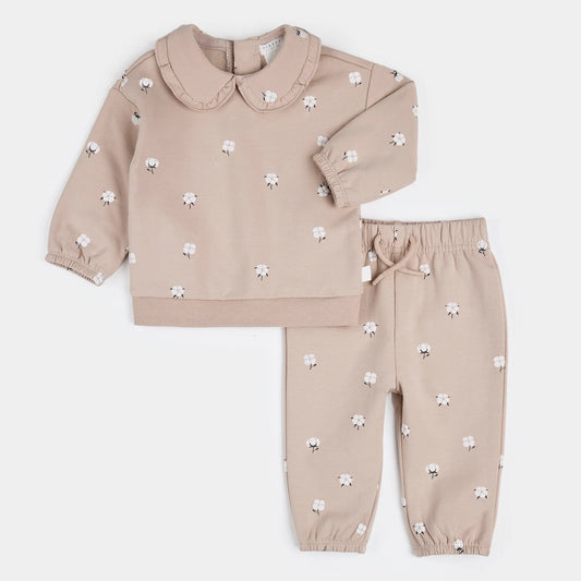 Cotton Flower Fleece Outfit Set | Petit Lem