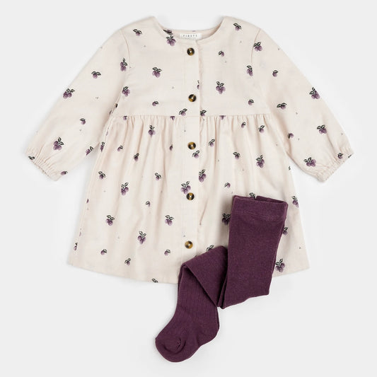 Plum Print Twill Dress Set | Petit Lem