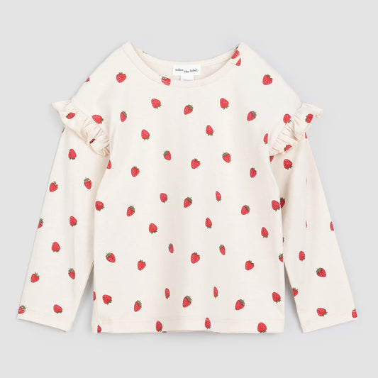Strawberry Print Jersey Top | Miles The Label