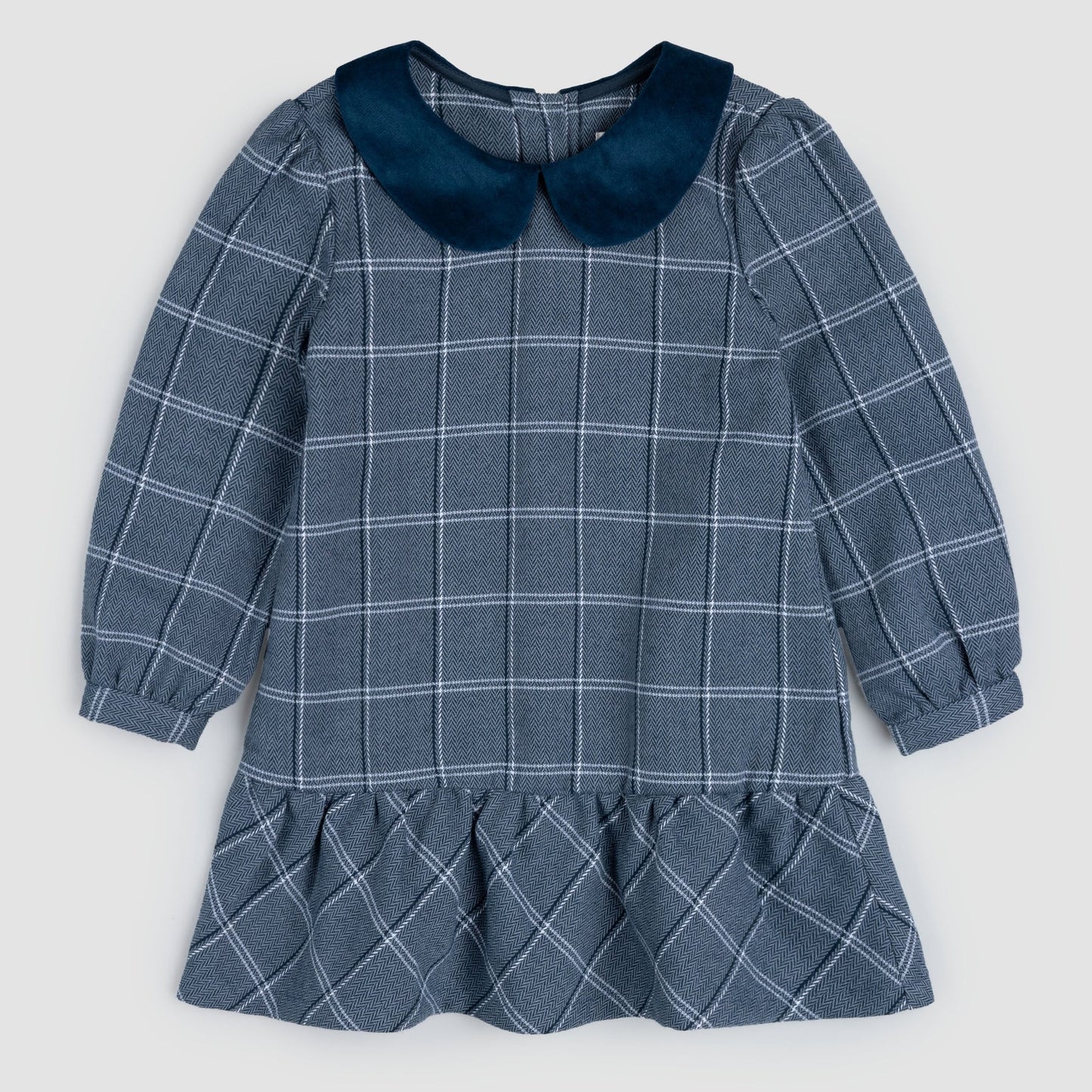 Navy Plaid Tweed Collared Dress | Miles The Label