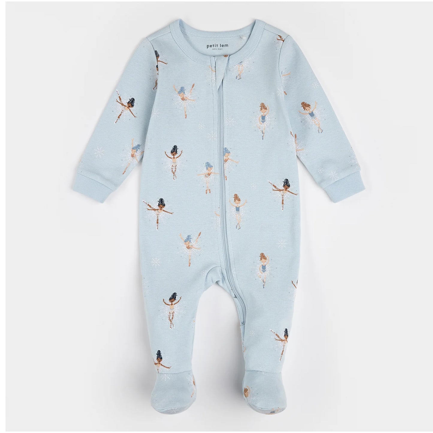 Sugar Plum Fairy Print on Ice Blue Sleeper | Petit Lem