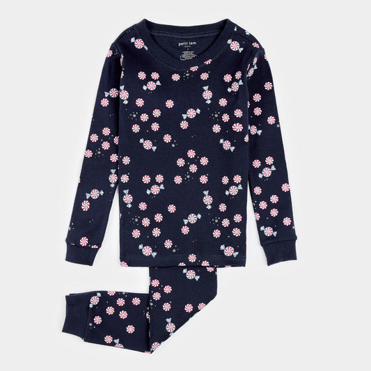 Starlight Spirals on Dress Blue PJ Set | Petit Lem