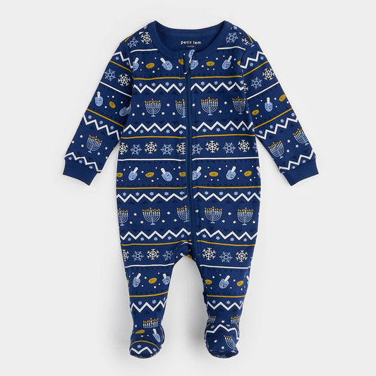 Hanukkah Fair Isle Print Sleeper | Petit Lem