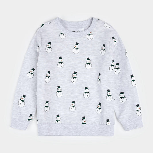 Merry Snowmen on Light Grey Fleece Sweatshirt | Petit Lem