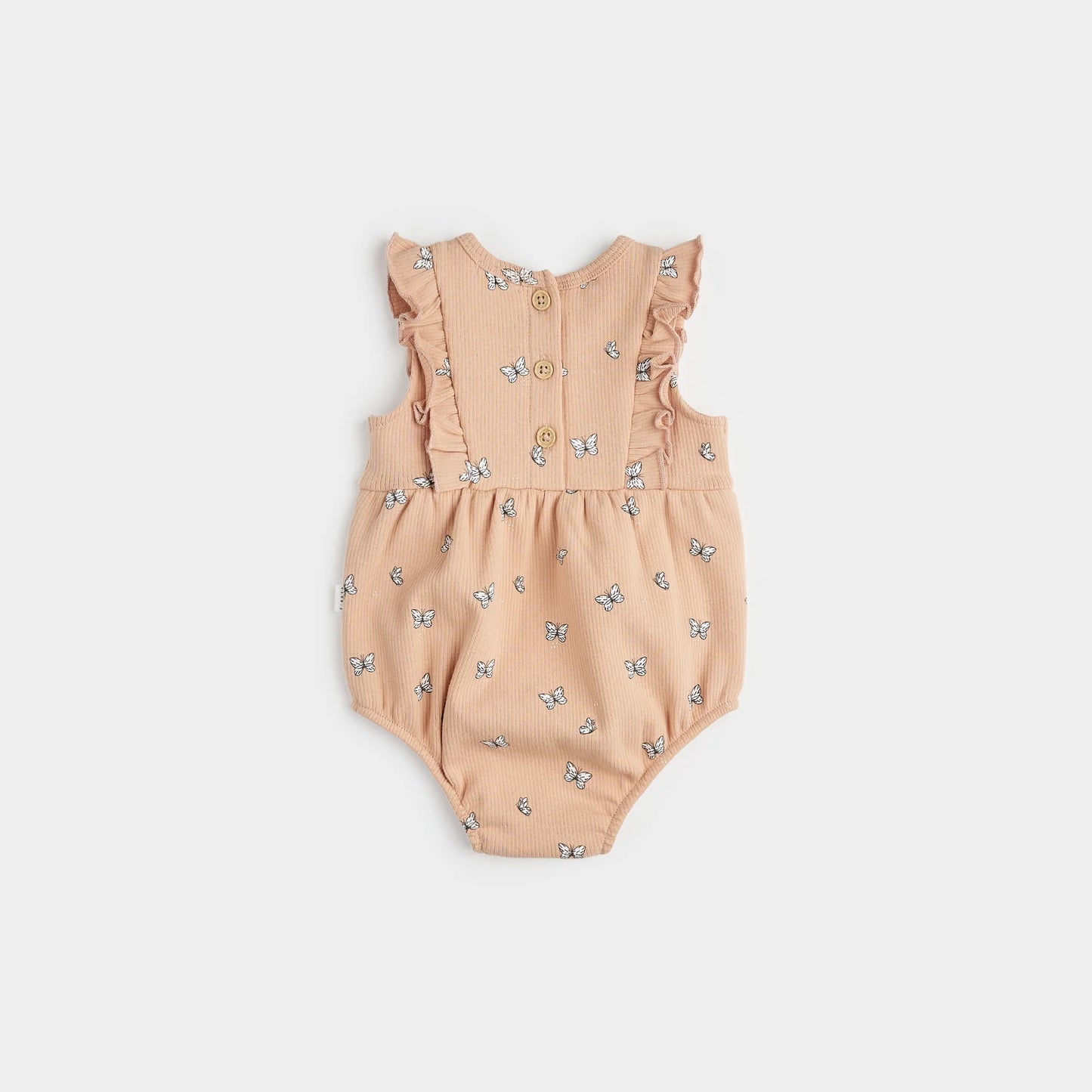 Butterfly Print on Ribbed Sirocco Bubble Romper | Petit Lem