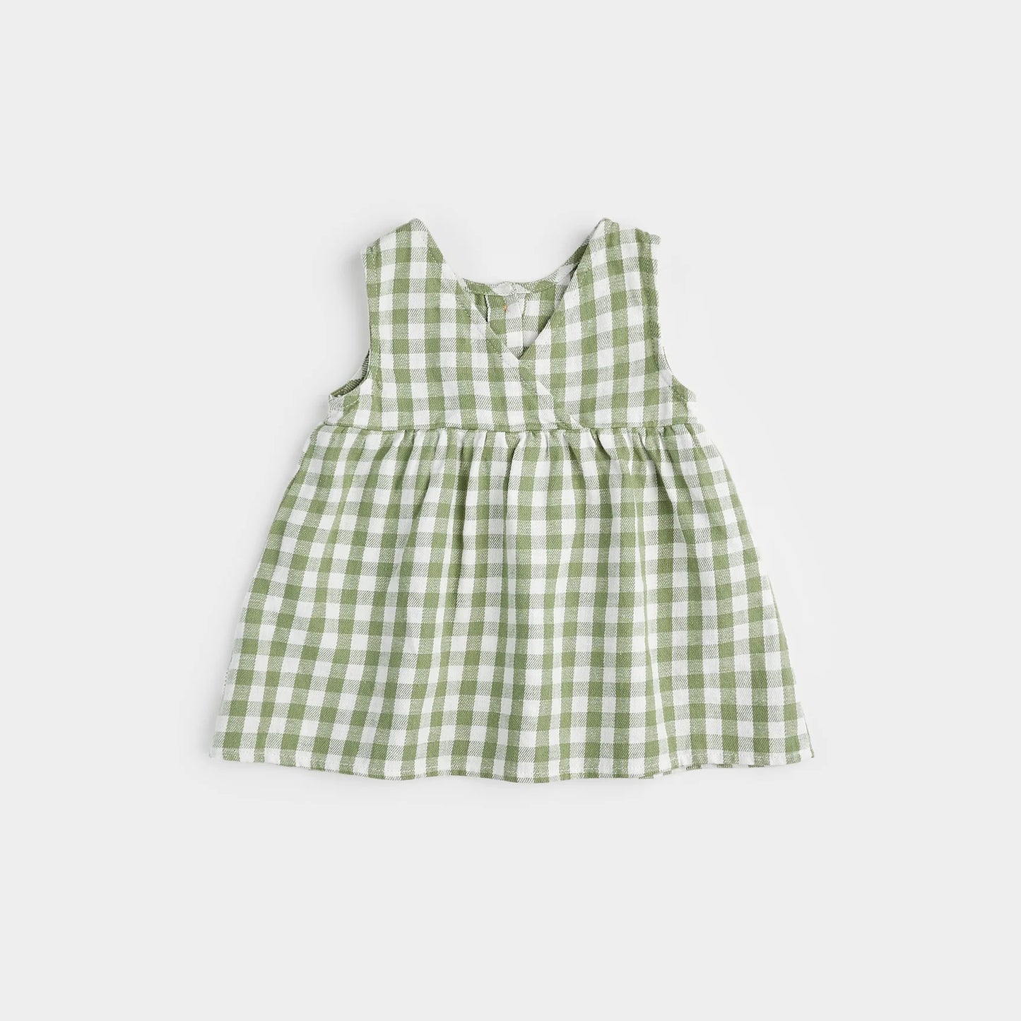 Gingham Cross Hatch Linen Woven Dress Set | Petit Lem