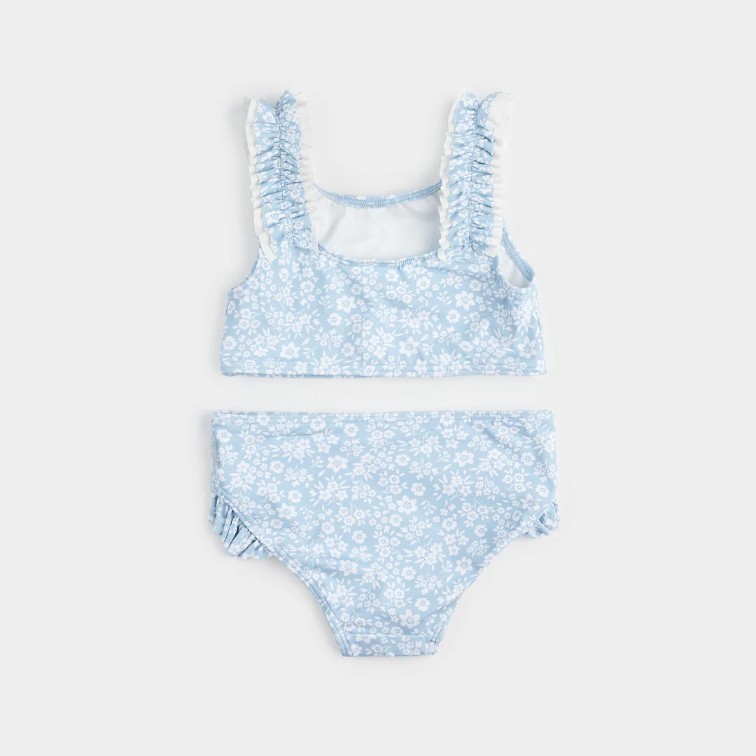 Floral Print On Sky Blue Bikini | Petit Lem