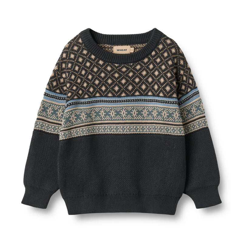 Jaquard Pullover Julius | Navy | Wheat Kids