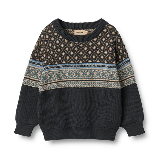 Jaquard Pullover Julius | Navy | Wheat Kids