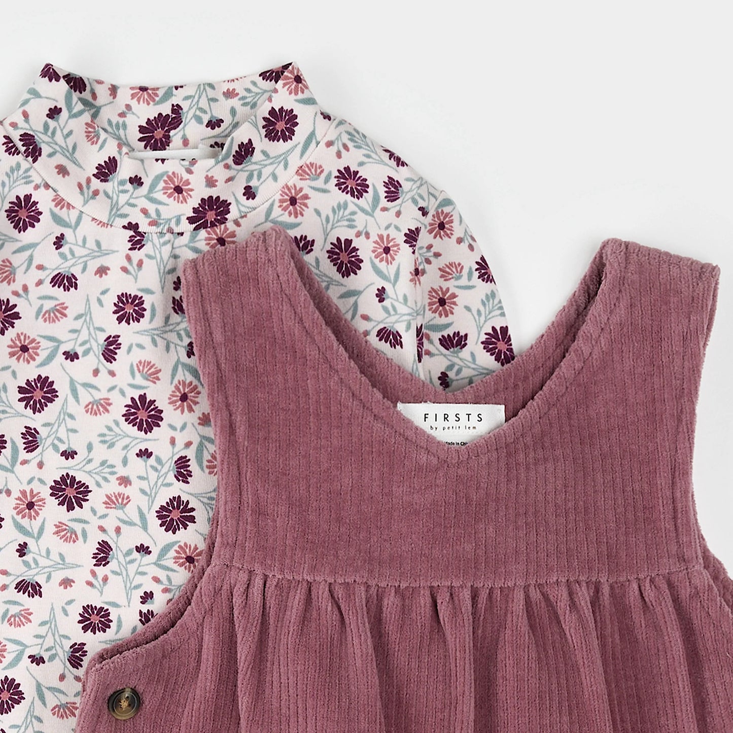 Dress Set | Floral Print on Corduroy | Petit Lem