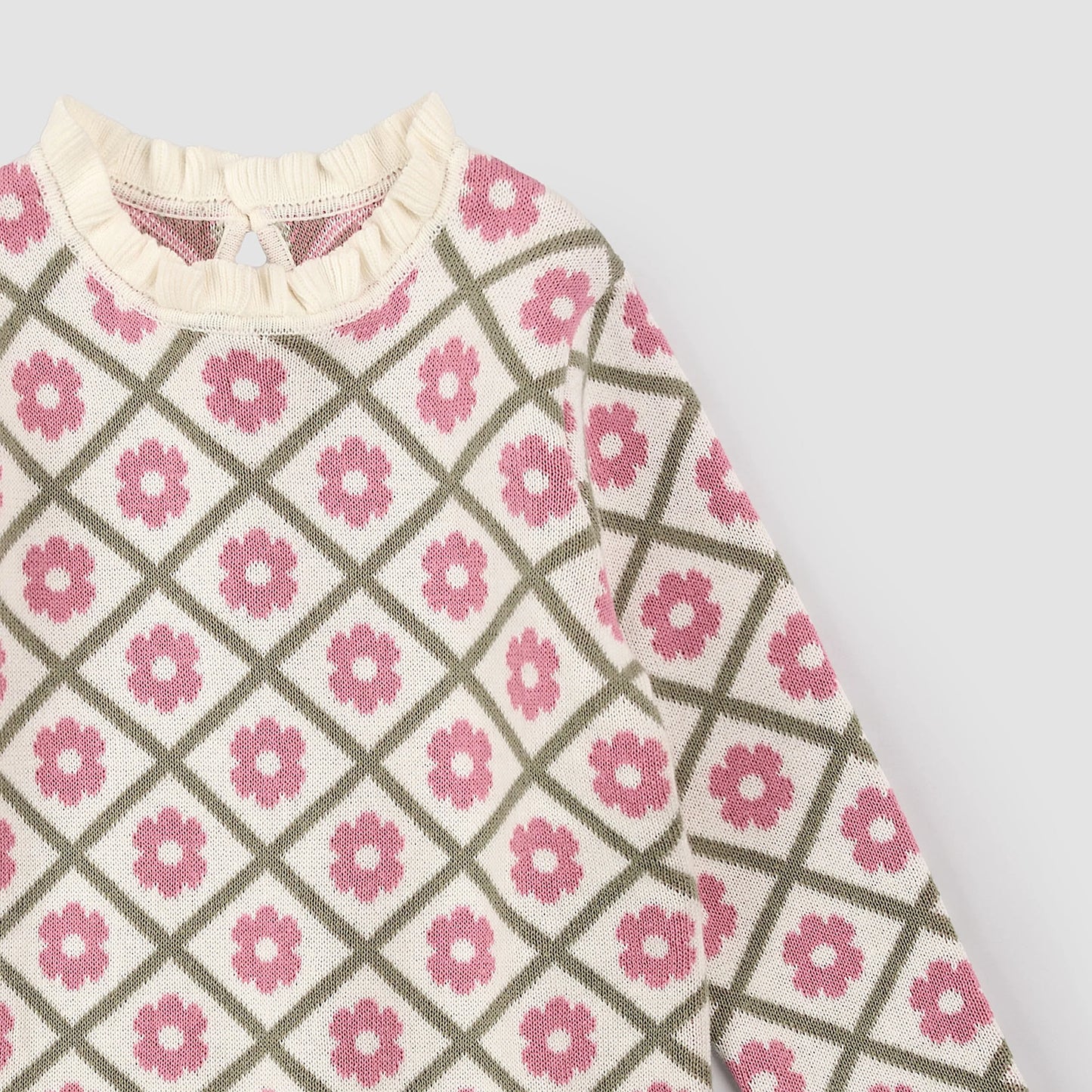 Scalloped Mock Neck Sweater | Pink Daisy | Miles the Label