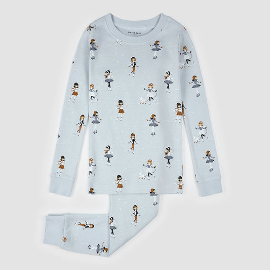PJ Set | Figure Skating Print on Pearl Blue | Petit Lem