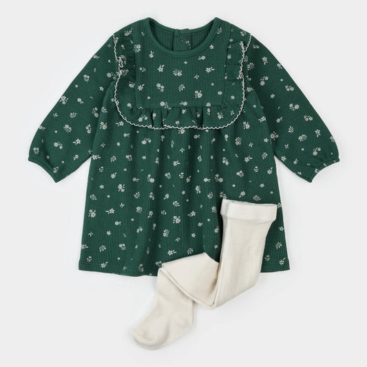 Thermal Dress Set with Tights | Snowpierce Print | Petit Lem