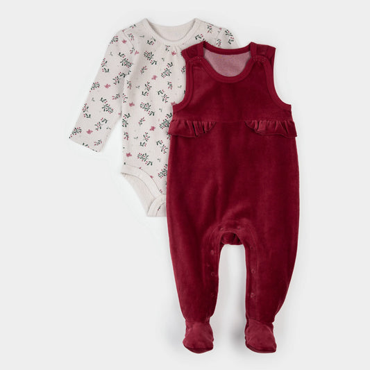 Thermal Overall Set | Winterberry Holly Print | Petit Lem