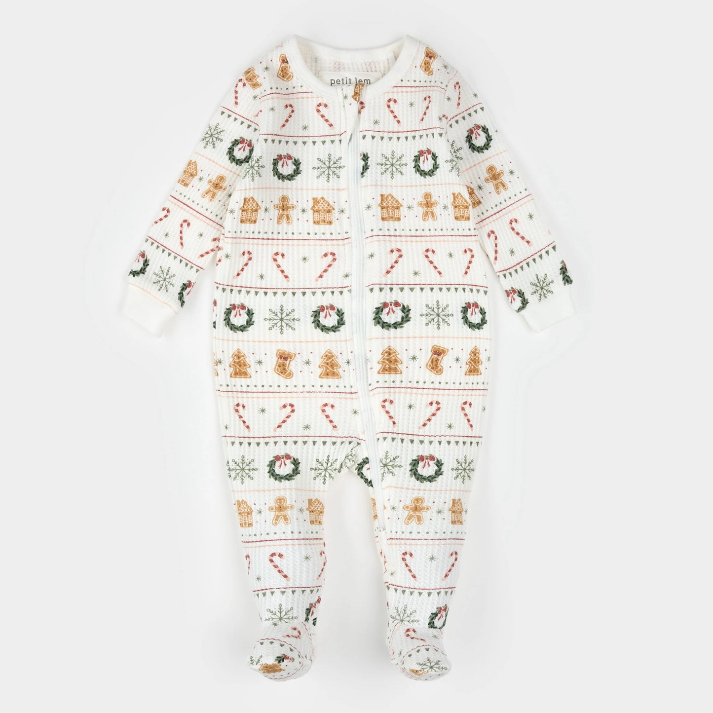 Footed Thermal Sleeper | Holiday Treats Fair Isle Print | Petit Lem