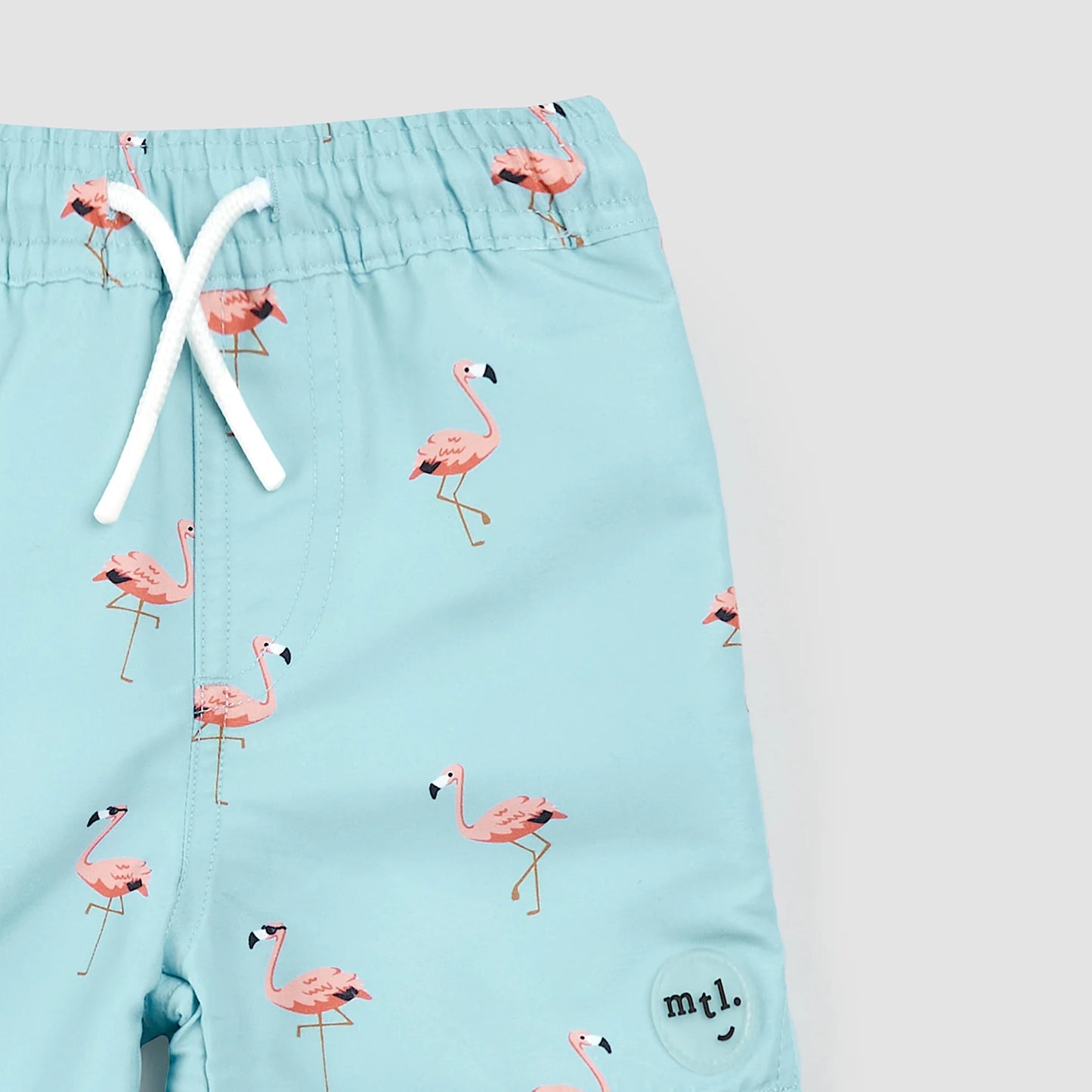 Flamingo Print on Canal Blue Swim Trunks | Miles The Label