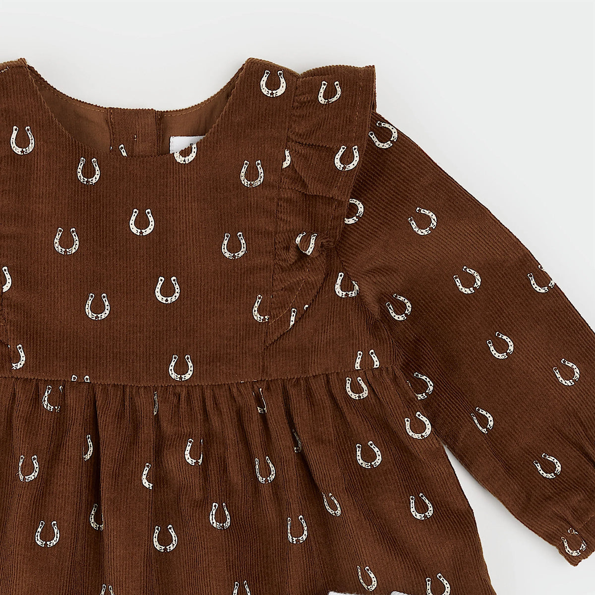 Mini Horseshoe Print on Corduroy Dress Set | Petit Lem