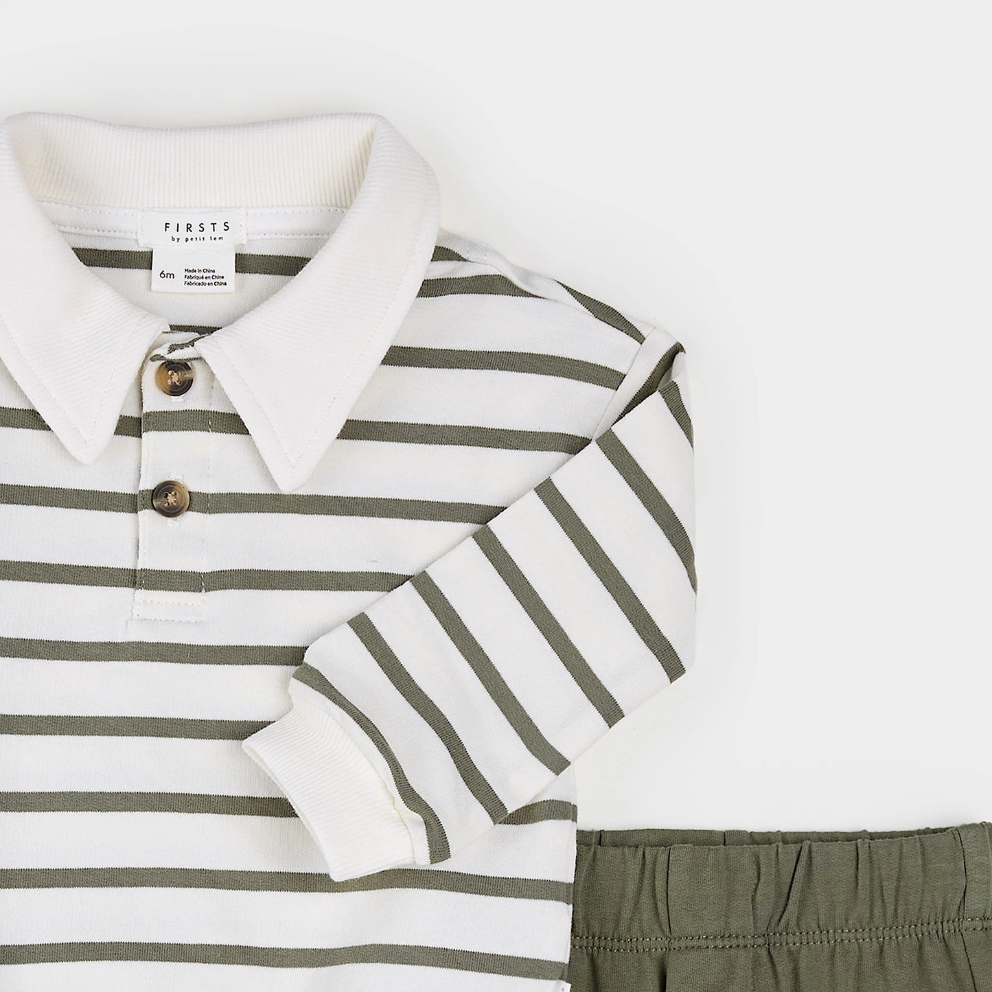 Collared Outfit Set | Farm Green Striped | Petit Lem