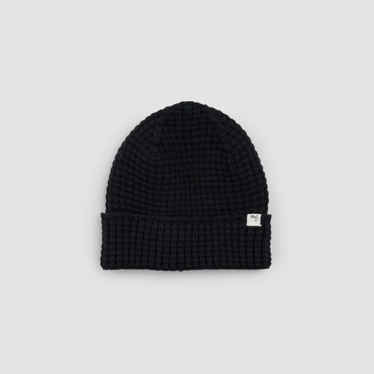 Ribbed Waffle Beanie | Black | Miles the Label