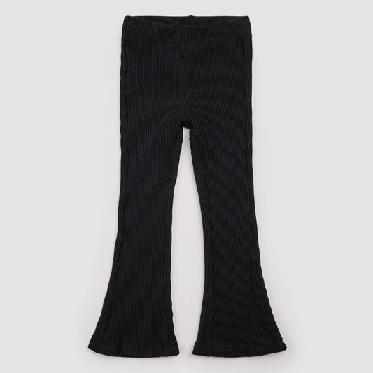 Flared Rib Leggings | Black | Miles the Label