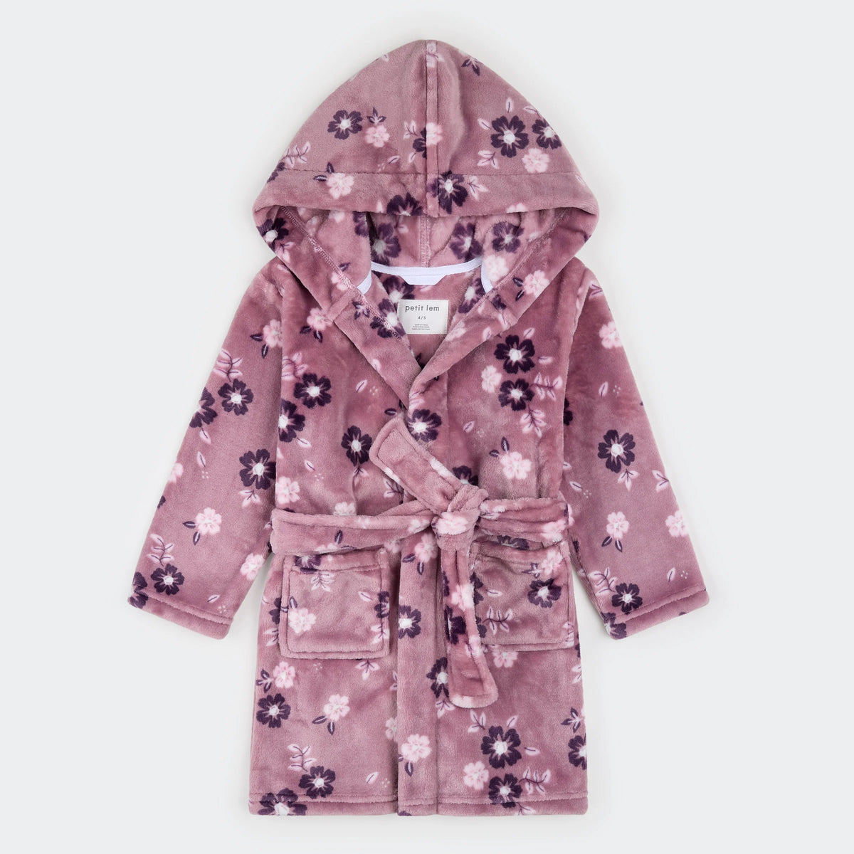 Floral Print on Twilight Plush Robe | Petit Lem