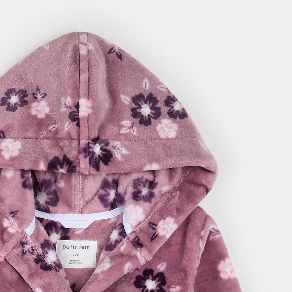 Floral Print on Twilight Plush Robe | Petit Lem