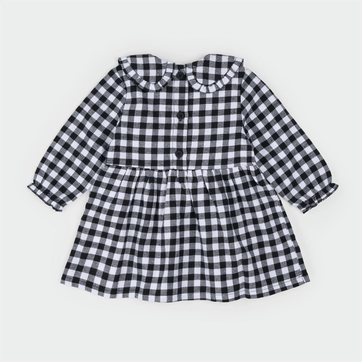 Flannel Dress Set | Black & White Tartan | Petit Lem
