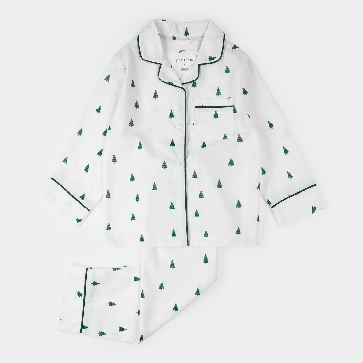 Poplin PJ Set FAMILY MATCHING | Pine Tree Farm Print on Off-White | Petit Lem
