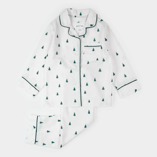 Poplin PJ Set FAMILY MATCHING | Pine Tree Farm Print on Off-White | Petit Lem