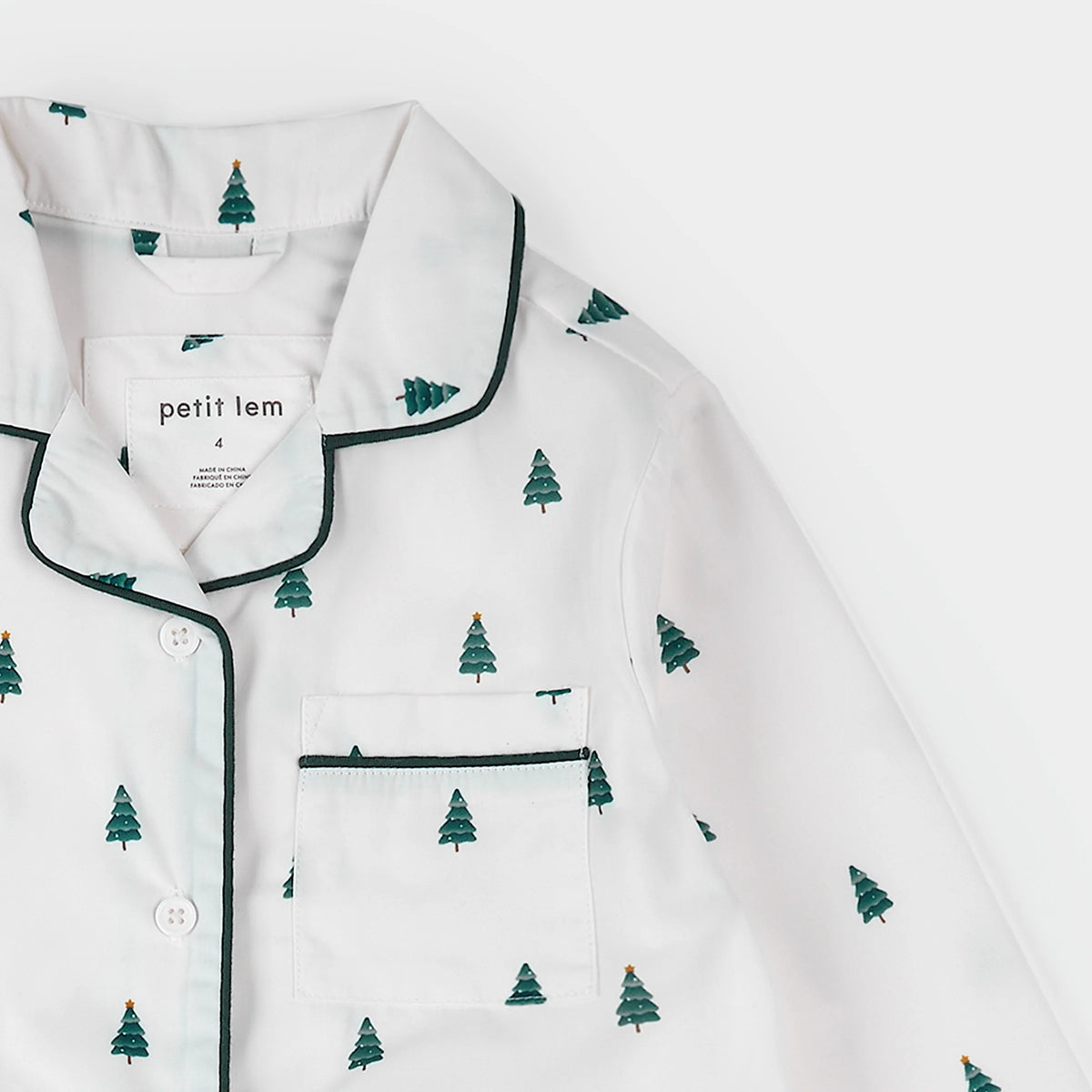 Poplin PJ Set FAMILY MATCHING | Pine Tree Farm Print on Off-White | Petit Lem