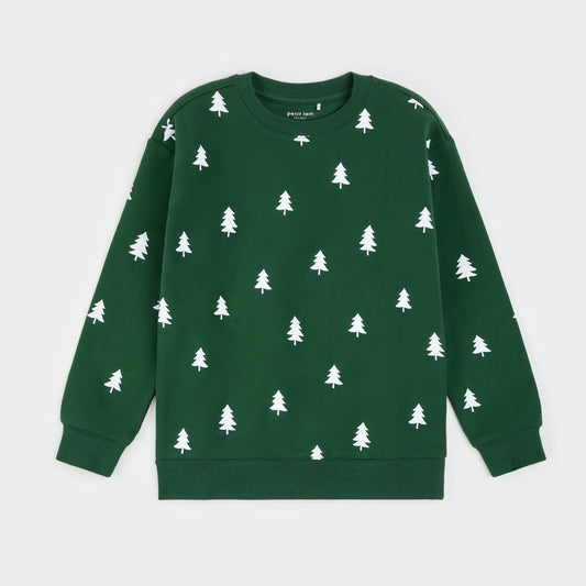 Knit Sweatshirt | Pines on Dark Green | Petit Lem