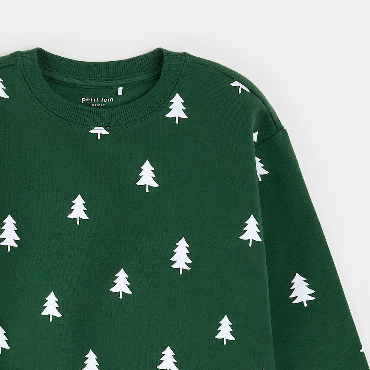 Knit Sweatshirt | Pines on Dark Green | Petit Lem