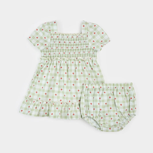 2 Piece Dress & Bloomer Set | Strawberry Gingham | Petit Lem
