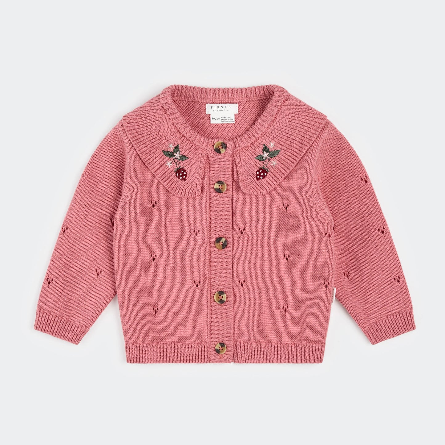 Berry Pointelle Knit Cardigan | Petit Lem