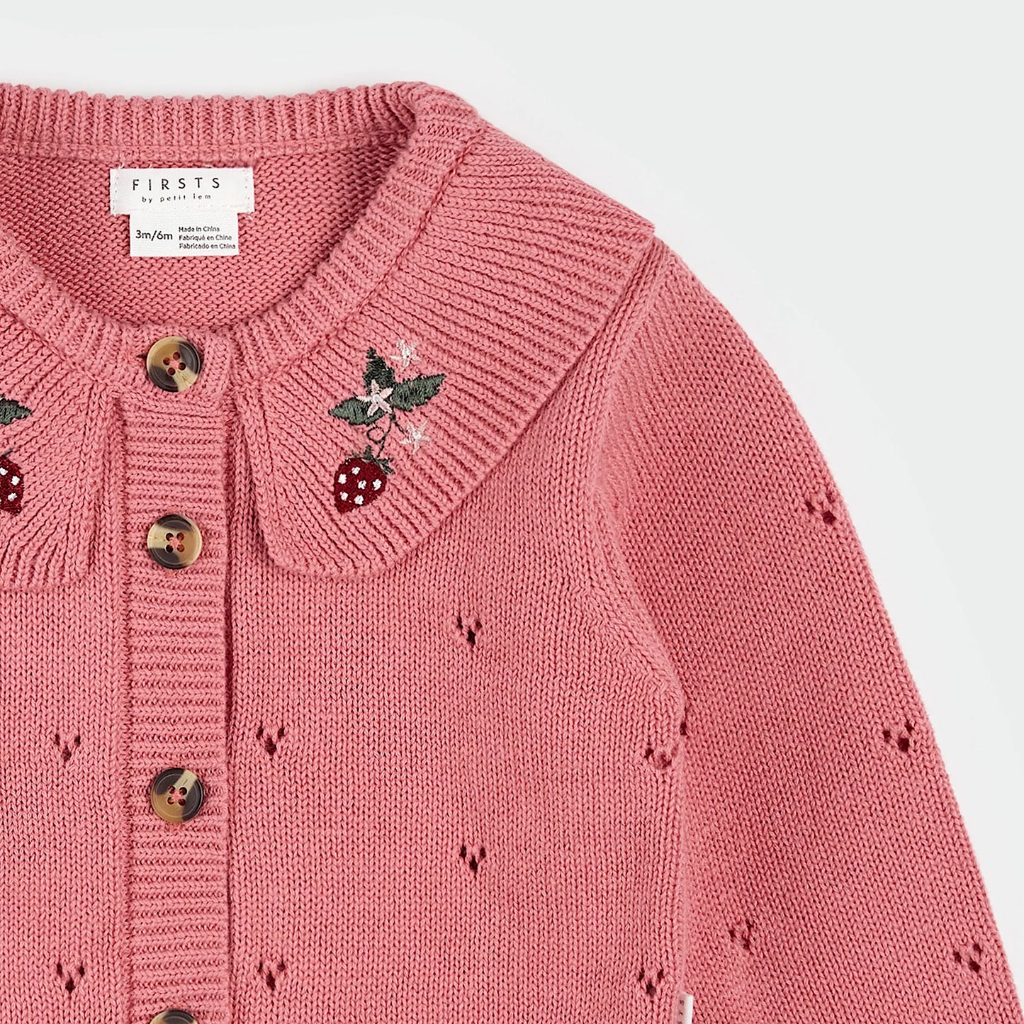 Berry Pointelle Knit Cardigan | Petit Lem
