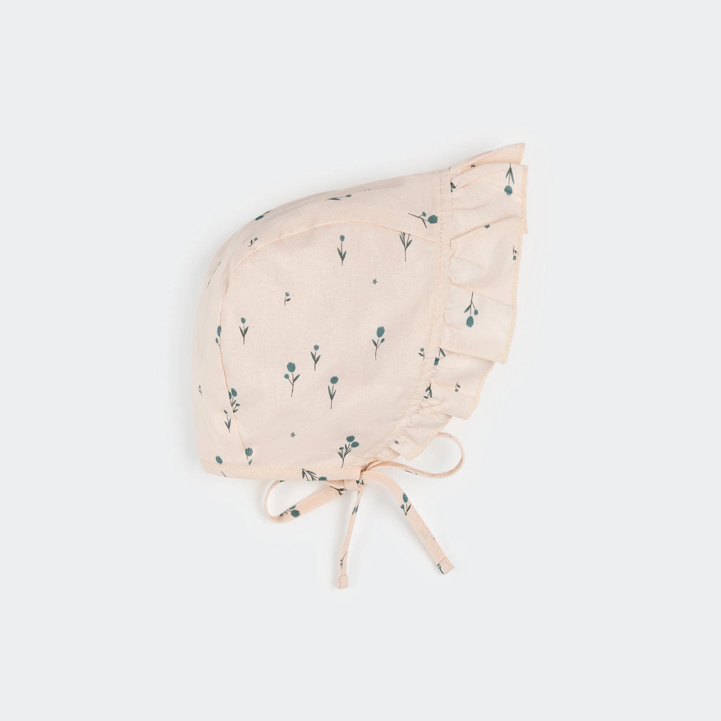 Bonnet | Blue Tulips on Light Pink | Petit Lem