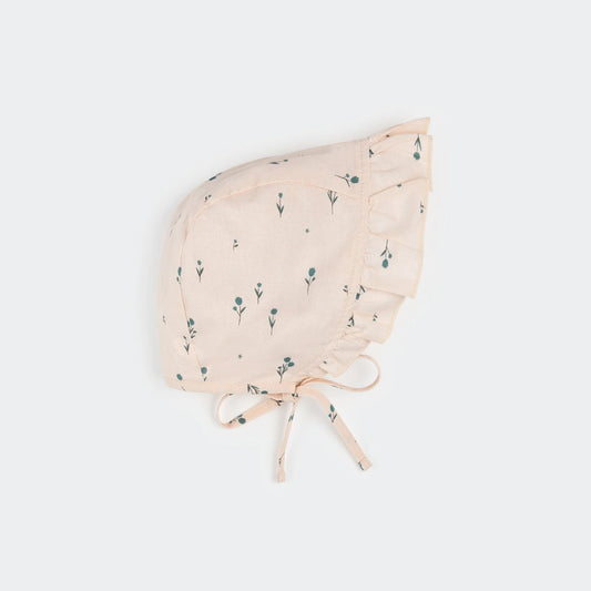 Bonnet | Blue Tulips on Light Pink | Petit Lem