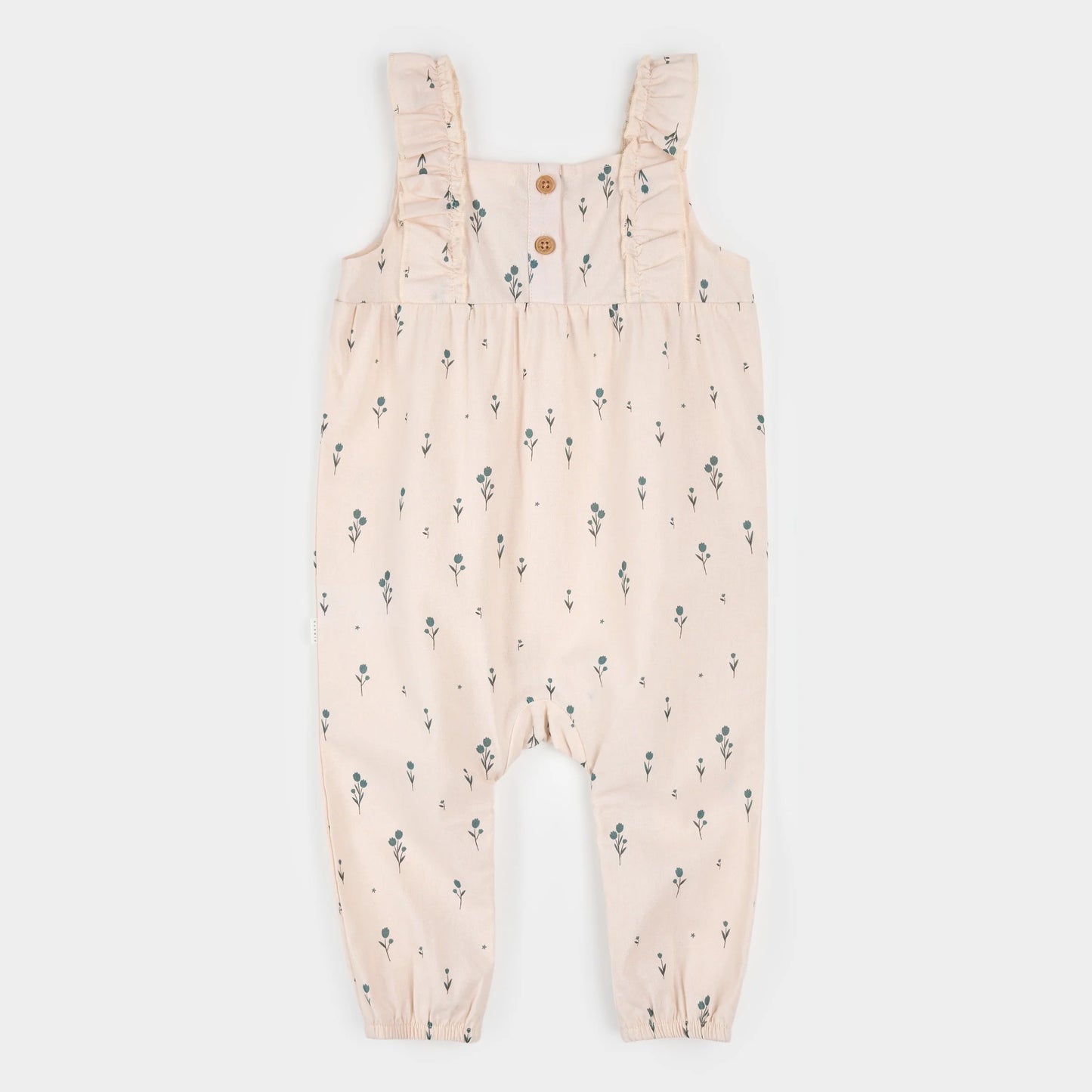 Cross Hatch Playsuit | Blue Tulips on Light Pink | Petit Lem