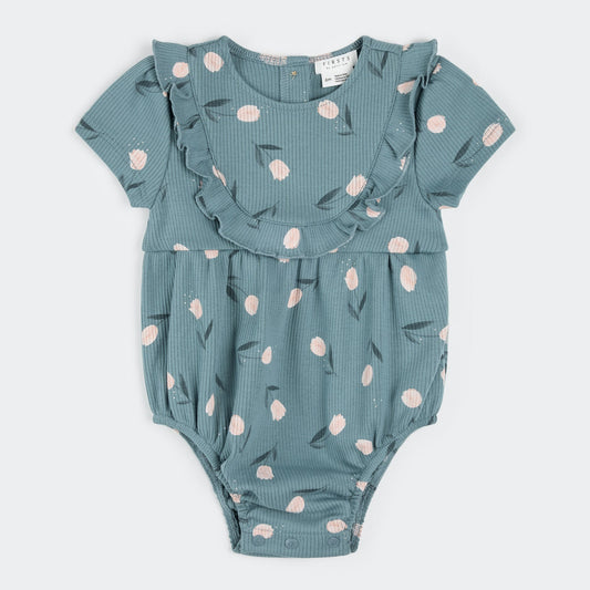 Bubble Romper | Floral on Teal | Petit Lem