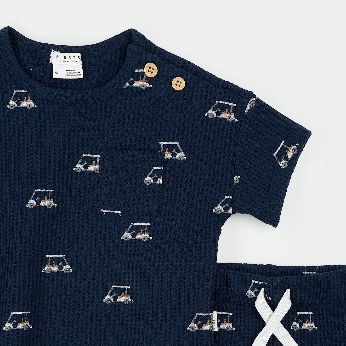 2 Piece Set | Navy with Golf Carts | Petit Lem