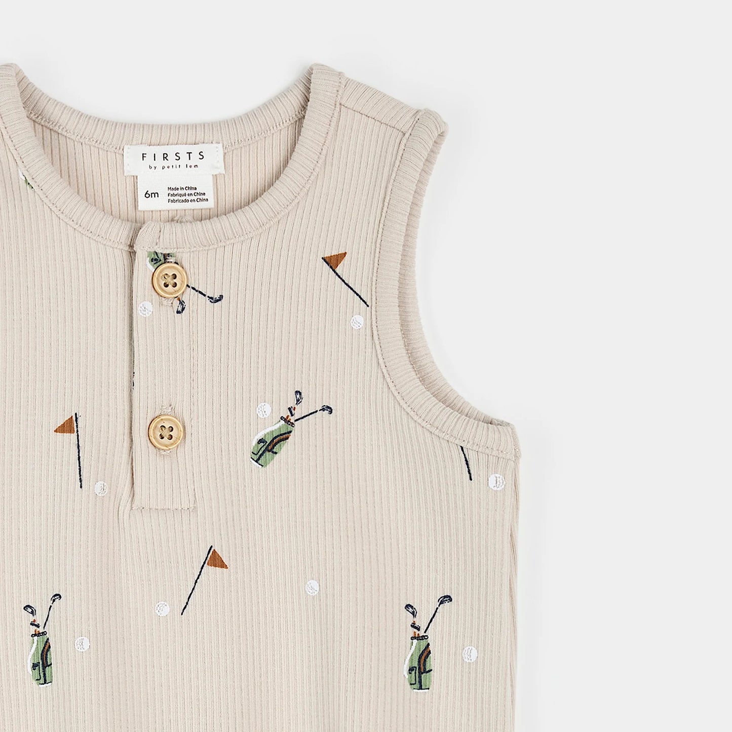Sleeveless Romper | Golf Club on Sand | Petit Lem
