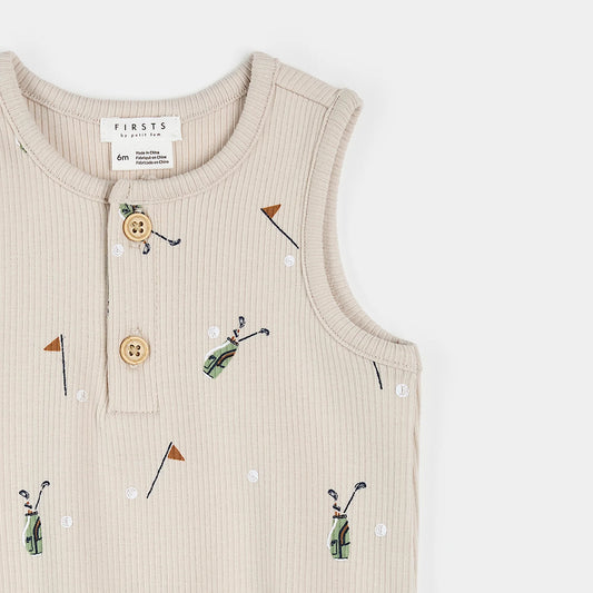 Sleeveless Romper | Golf Club on Sand | Petit Lem