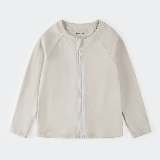 Ribbed Full Zip Rashguard | Light Grey | Petit Lem