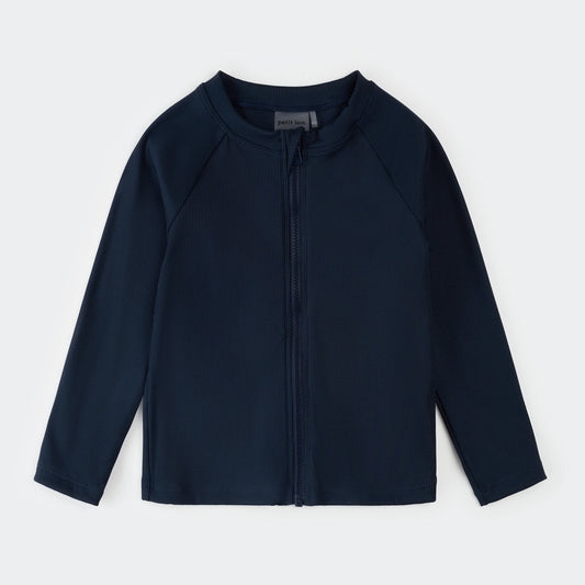 Ribbed Full Zip Rashguard | Navy | Petit Lem