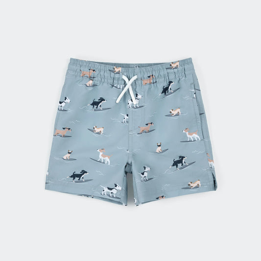 Swim Trunk | Surfing Pups on Blue | Petit Lem