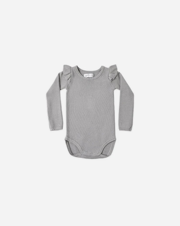 Shoulder Ruffle Bodysuit | Dusty Blue | Rylee & Cru